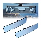 BELOMI 2 Pcs Rear View Mirror, Clip-on Wide Angle Panoramic Rearview Mirror to Eliminate Blind Spots, Interior Anti Glare HD Auto Rearview Mirror for Marine, Boat, Truck, SUV, Van (Blue)