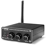 Pyle Compact Powerful Home Audio Amplifier Receiver Mini with Bluetooth 5.0 Desktop Blue Series 2 x 100 Watt for Home Speakers w/Bass &Treble Control - PDA22BT
