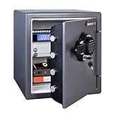 SentrySafe Fireproof and Waterproof Steel Home Safe with Digital Keypad Lock, Secure Documents and Valuables, Safe with Interior Lighting, 1.23 Cubic Feet, 17.8 x 16.3 x 19.3 Inches, SFW123GDC