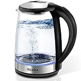 Dezin Electric Kettle, BPA-Free 1.8L Electric Water Heater, Glass Electric Tea Kettle, 304 Stainless Steel Hot Water Kettle Warmer with Fast Boil, Auto Shut-Off & Boil Dry Protection, for Coffee, Tea