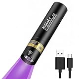 ALONEFIRE SV94 365nm Small UV Flashlight 3W USB Rechargeable Mini Black Light Money Detector for Resin Curing, Pet Urine Detection, Scorpion, Fishing, Minerals, Leaks, Cure Glue with Built-in Battery