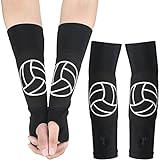 Minatee Volleyball Arm Sleeves Passing Hitting Forearm Sleeves with Protection Pads and Thumb Hole Padded Volleyball Sleeves (1 Pair, 12 Inch)