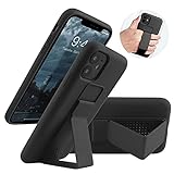 LAUDTEC Silicone Kickstand Case Compatible with iPhone 11 case Vertical and Horizontal Stand Hand Strap Metal Kickstand, Flexible Soft Liquid Silicone Stand Case for iPhone 11(Black)