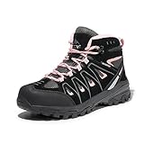 NORTIV 8 Womens Waterproof Hiking Boots Low Top Lightweight Outdoor Trekking Camping Trail Hiking Boots Size 9.5 M US SNHB211W, Black/Pink
