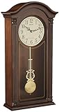 SEIKO Gold Tone & Arched Wall Clock with Pendulum and Dual Chimes