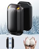 coldSky 2 Pack Hand Warmers Rechargeable, 𝗗𝘂𝗮𝗹 𝗠𝗮𝗴𝗻𝗲𝘁𝗶𝗰 Electric Hand Warmer, Double-Sided Warming Portable Heater Reusable, 12 Max Heating Time Pocket Hand Warmers (Black & Plush Cover)