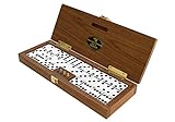 Alex Cramer 'Mariner' Domino Set with Black Walnut Case - 28 Premium Quality Double Six Dominoes Set with 2 18-Karat Gold-Plated & 2 Nickel-Plated Scoring Pegs