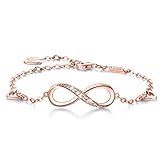Billie Bijoux 925 Sterling Silver Infinity Bracelet Womens Rose Gold Endless Love Symbol Charm Adjustable Bracelet