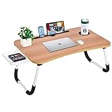 Laptop Bed Desk Table Tray Stand with Cup Holder/Drawer for Bed/Sofa/Couch/Study/Reading/Writing On Low Sitting Floor Large Portable Foldable Lap Desk Bed Trays for Eating and laptops(Walnut)
