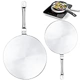 7.68 Inch and 9.25 Inch Heat Diffuser Set, Stainless Steel Induction Cooker Diffuser Plate with Stainless Handle for Gas Stove Glass Cooktop Converter, Induction Hob Pans