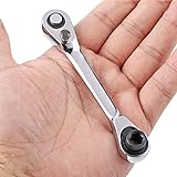 Htppzjr Silver Ratchet Wrench 1/4 Inch Mini Double Headed 72 Tooth Drive Socket and Screwdriver Bit Ratchet Set Rotator Practical Accessories Tool 5 Degrees Quick Install Release