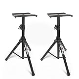 PAIR of Studio Monitor Speaker Stands by Hola! Music, Professional Heavy-Duty Tripod Structure, Adjustable Height, Model HPS-600MS