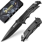 NedFoss FA48 Pocket Knife for Men, 5-in-1 Multitool Folding Knife with Bottle Opener, Glass Breaker, Seatbelt Cutter and Wrench, Survival Knife for Emergency Rescue Situations, Home Improvements