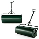 Goplus Lawn Roller, Push/Tow-Behind Lawn Roller, 30 Gallon/113L Water/Sand-Filled Sod Roller with Detachable Gripping Handle, Sod Drum Roller Tow Behind a Tractor for Garden Yard Park Farm