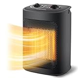 Space Heater, 1500W Electric Heaters Indoor Portable with Thermostat, PTC Fast Heating Ceramic Room Small Heater with Heating and Fan Modes for Bedroom, Office and Indoor Use