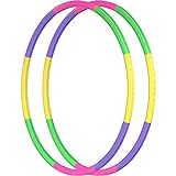 2 Pack Toy Color Hoop for Kids, Size Adjustable & Detachable Length Kids Adjustable Hoop Plastic Toys for Kids Adults Party Games, Gymnastics, Dog Agility Equipment, Christmas Wreath