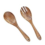 Salad Tongs, Salad Servers, Salad Tongs for Serving, AOOSY 10.2 inches Acacia Wood Serving Utensils Set Salad Mixing Dinner Fork and Spoon Long Handle Salad Server Set Kitchen Cooking Utensil