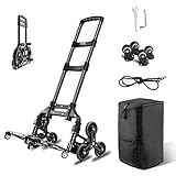 RJTEK [Material upgrading] 180 lbs Hand Truck Stair Climber Shopping Folding Grocery Cart Dolly cart Hand Truck Stair Climbing cart Heavy-Duty Lightweight Trolley with Removable Waterproof Canvas Bag