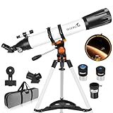 HUGERSTAR Telescope, 90mm Telescopes for Adults Astronomy & Kids & Beginners, 800mm Refracting Telescope Fully Multi-Coated High Transmission Coatings with Phone Mount, Observe The Moon and Stars