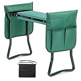 iPower 2024 Upgraded Garden Kneeler and Seat, with Sturdy Soft EVA Foam Pad, 2 Tool Pouch and 1 Apron, Hold 330lb, Portable Foldable Kneeling Bench, for Gardening, Fishing, Camping, Green