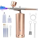 Airbrush Kit With Compressor - 48PSI Rechargeable Cordless Non-Clogging High-Pressure Air Brush Set with 0.3mm Nozzle and Cleaning Brush Set for Nail Art, Makeup, Painting, Cake Decor