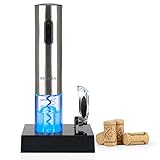 Secura Electric Wine Opener, Automatic Electric Wine Bottle Corkscrew Opener with Foil Cutter, Rechargeable (Stainless Steel)
