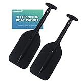 VEITHI Boat Paddle Telescoping Collapsible Oar for Boat Anti Slip Aluminum Plastic Canoe Paddles 2 Pack Small Tubing Floats Oars Row and Safety Boat Accessories for Kids and Adults(Black)