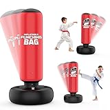 Finditop Punch and Kick Punching Bag for Kids, Active Kids Workout Boxing Game. Durable Inflatable Punching Bag Set, Birthday Gifts Cool Toys for Boys, Red