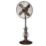 Deco Breeze Pedestal Standing 3 Speed Oscillating Adjustable Height, Antique Indoor/Outdoor Fan, 18 inches, Prestigious