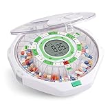LiveFine 28-Day Automatic Pill Dispenser Frosted Lid with Upgraded LCD Display and Key Lock, Sound & Light for Prescriptions, Medication, Vitamins, Supplements & More