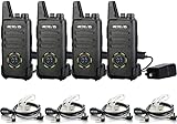 Retevis RT22S 2 Way Radios Rechargeable Walkie Talkies with Headset Long Range Channel Display Lock Emergency Alarm Signal Prompt VOX, Two Way Radios for Family Event Skiing Gift Stores (4 Pack)
