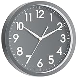 AKCISOT Wall Clock Bathroom 12 Inch Analog Small Wall Clocks Battery Operated - Silent Non Ticking Modern Simple Style Clock Decorative for Kitchen,Bedroom,Home Office,Living Room,School(Gray)