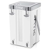 RTIC Halftime Water Cooler 6 Gallon Portable Carrier Container, Drink Beverage Dispenser, Stackable with 2 Taps, Bottleless, BPA-Free, for Sports, Camping, BBQ, Parties, Picnic, and More, White