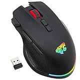Scettar Wireless Gaming Mouse, C43 Silent Click Wireless Rechargeable Gaming Mouse with Double Click Key, 13 Kind of RGB Lights, 3 Level Adjustable DPI, 400mah Lithium Battery for Gaming and Working