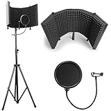 AxcessAbles SF-101KIT Recording Studio Microphone 32.5'Wx13'H (422sq inch) Half Dome Isolation Shield with Tripod Stand 4ft to 6ft 6' Height Compatible w/Blue Yeti, AT2020, Condenser Mics