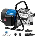 FLUENTPOWER 1 HP Portable Stainless Steel Sprinkler Booster Pump, Electric Shallow Well Pressure Pump for Home Garden Lawn Irrigation and Water Transfer, with 1' NPT Female Thread