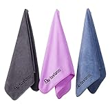 Wuwahold Microfiber Gym Towels for Exercise Fitness, Sports, Workout, 380-GSM 15-Inch x 31-Inch Bath Towels (3 Pack, Grey+Blue+Purple)