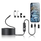 Endoscope Camera with Light, 1920P HD Borescope with 8 Adjustable LED Lights, Endoscope with 16.4ft Semi-Rigid Snake Camera, 7.9mm IP67 Waterproof Inspection Camera for iOS and Android