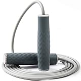 Weighted Jump Rope Workout-1LB Professional Skipping Rope with Adjustable Length&Silicone Comfortable Grips,Heavy Jumpropes Adults Fitness Women Men Kids,Cardio Boxing Endurance Training Exercise-Gray