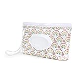 Itzy Ritzy Reusable Wipe Pouch – Take & Travel Pouch Holds Up To 30 Wet Wipes, Includes Silicone Wristlet Strap, Rainbow