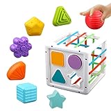 Baby Sensory Shape Sorter Blocks Toy - Activity Cube Bins - Montessori Educational Learning Fine Motor Skills Toys for Babies Toddlers 6 12 18 Months Age 1 2 3 One Two Year Old Boys Girls Gifts