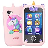 Lizzbey Unicorn Phone for Girls Age 3-8 - Touchscreen Learning Toy with Camera and 8G SD Card