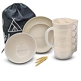 17-Piece Wheat Straw RV Dinnerware Sets for 4 - RV dishes - Wheat Straw Plates and Bowls Sets - Microwavable Plates and Bowls Sets – RV Dinnerware Sets - Unbreakable Dinnerware - Dishes for RV Camping