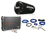 Alpine SWT-12S4 1000 Watt 12' Car Audio Bass Tube Subwoofer Bundle with Amplifier and Amp Kit
