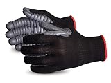 Superior S10VIB Vibrastop Nylon Anti Vibration Full Finger String Knit Glove with Anti-Vibe Chloroprene Coated Palm, Work, 7 Gauge Thickness, X-Large, Black (Pack of 1 Pair)