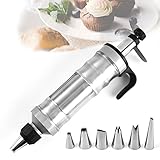 Suuker Icing Decoration Gun Set,Stainless Steel Dessert Decorator Cake Decorating Tool with 6 Pcs Russian Piping Icing Nozzles,Kitchen Baking Pastry Tool(Black）