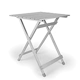 Camco 19.5 by 20 by 24.25 Inch Large Durable Aluminum Fold Away Multi Use Outdoor Side Table for RVs, Campsites, Picnics, and Patios, Silver