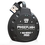 PixelFlash CF Card Reader - Cabled USB Card Reader Compact Flash Card Reader 1” Cabled Tactical CF Adapter USB 3.0 No-Bend Pins, Cabled Type A USB 3.0, Black