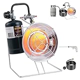 GASPOWOR Multi-Use Portable Propane Heater/Cooker,18,000 BTU Propane Outdoor Heater with 8.8 FT Hose (CSA) for Camping, Garage, Patio,Tent Heater for Hunting, Fishing or RVs(Fuel not included)