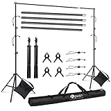HPUSN Adjustable Backdrop Stand Kit 10ft: Photo Video Studio for Wedding Party Stage Decoration, Background Support System Kit for Photography with Clamp, Sand & Carry Bag
